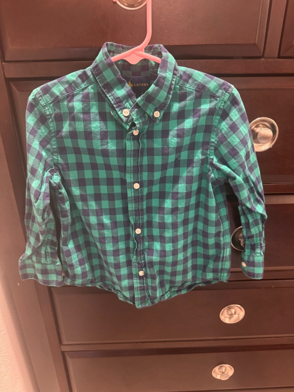 Ralph Lauren Green & Navy Check Button-Down Shirt